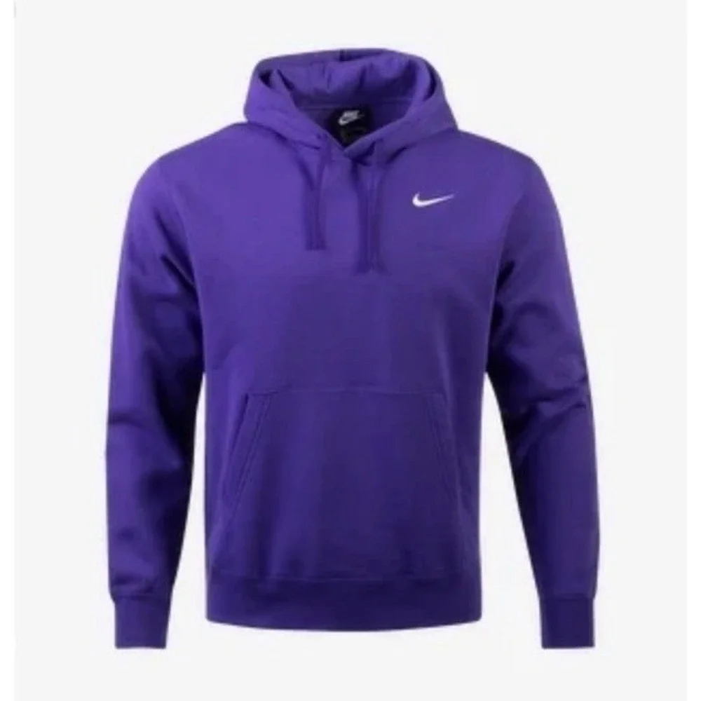 Nike Club Fleece Sportswear Hoodie College Purple Pullover Sweatshirt Men's S